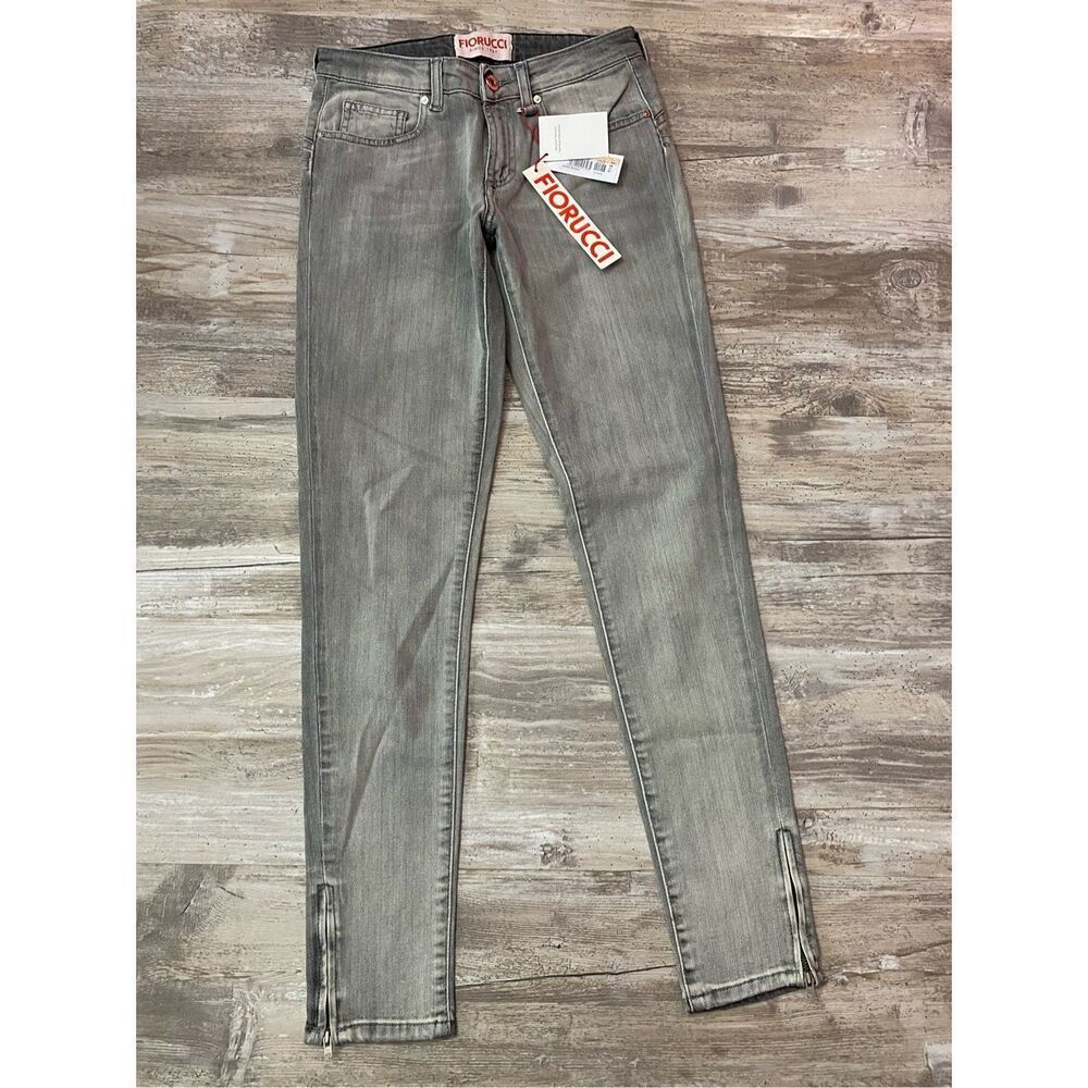 Fiorucci Skinny Fit Jeans Grey Zippered Ankle Women’s Sz 27 Waist